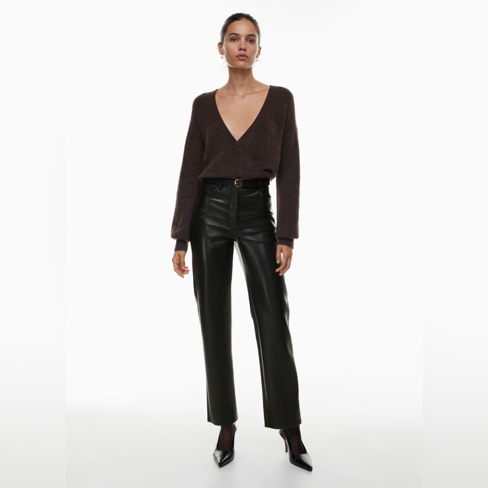 Aritzia The Melina Vegan Leather Pant in Black.